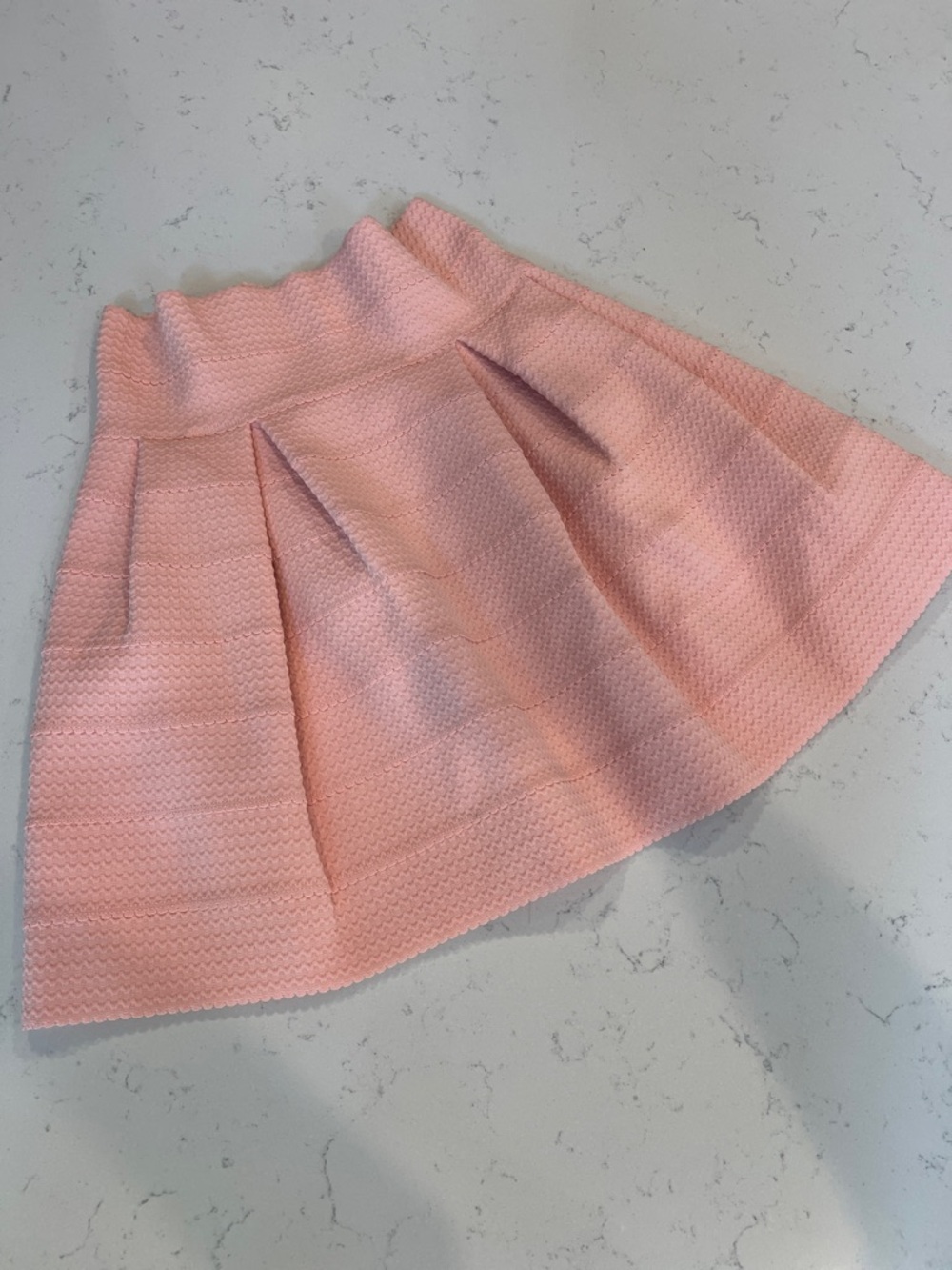 H&M Light Pink Textured Pleated Skater Skirt
